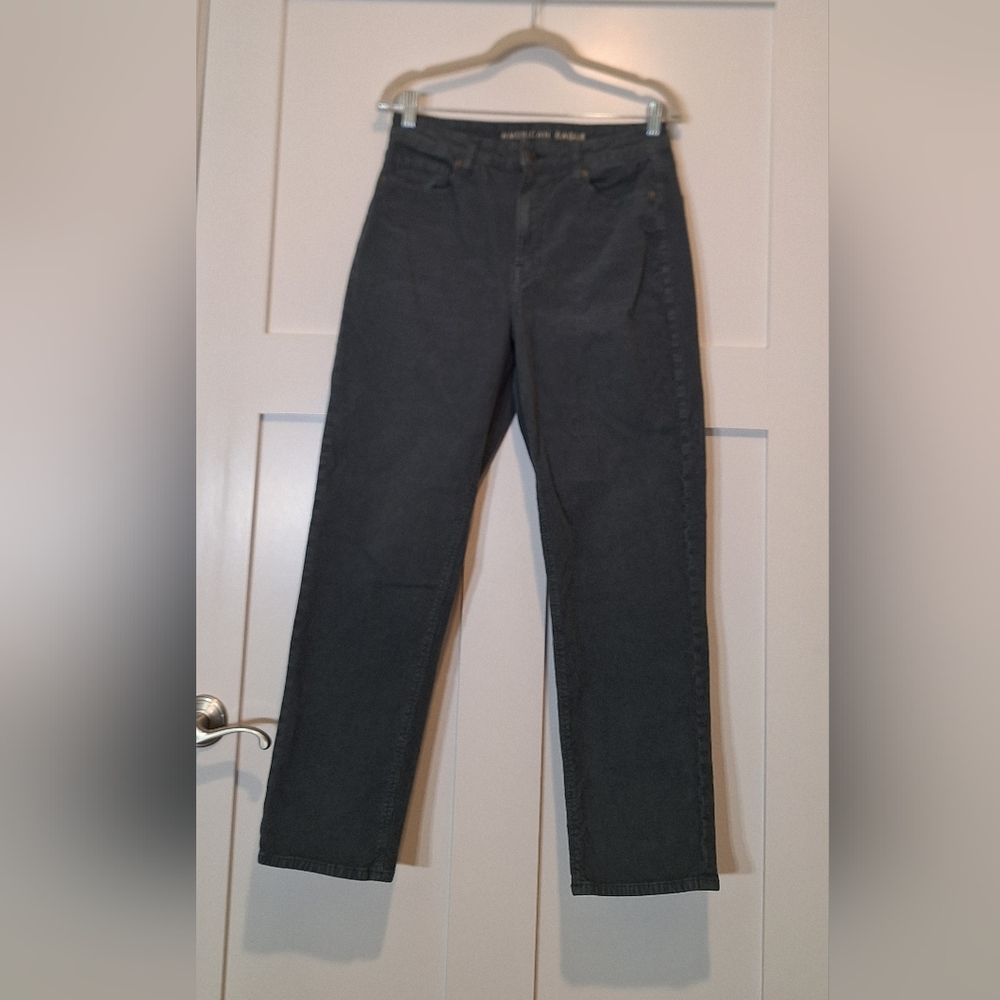 American Eagle Mom Straight Jean Corduroy Stretch Pants Hi Rise Green Size 8